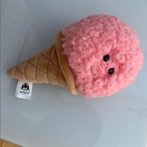 Jellycat Pink and Tan Stuffed Ice Cream Cone